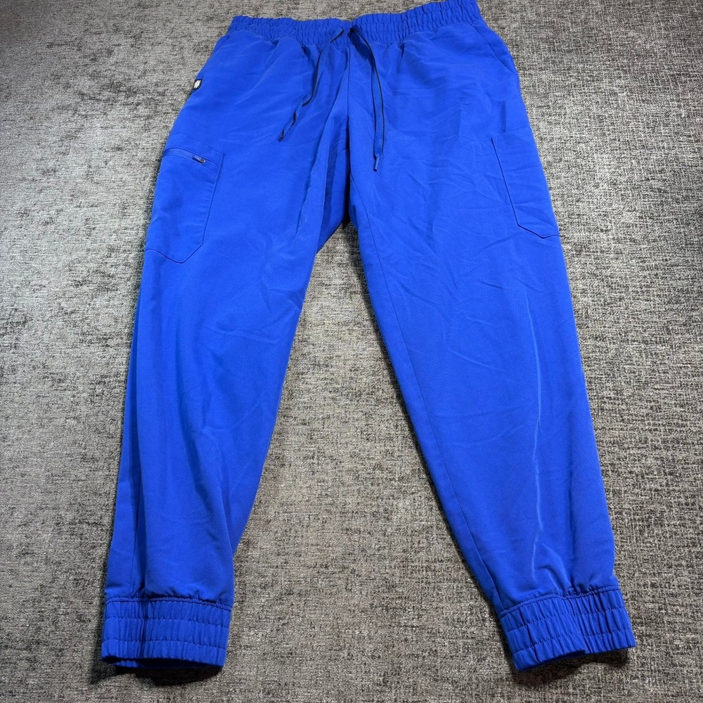 Jaanuu Scrub Joggers Women Medium Royal Blue Cargo Pocket Drawstring Tapered